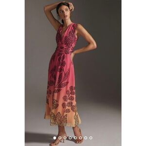 Anthropologie x Verb by Pallavi Singhee V-Neck Ombre Maxi Dress Size XS
